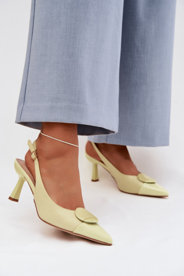 Sandali da donna con tacchi sottili Con decorazioni Detalem colore giallo Deveriae 2