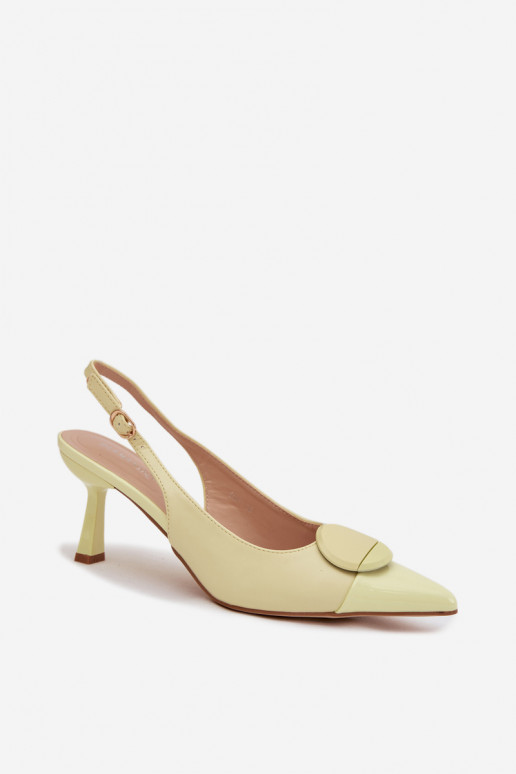 Sandali da donna con tacchi sottili Con decorazioni Detalem colore giallo Deveriae