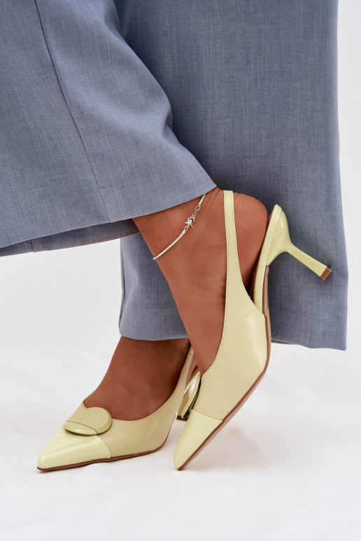 Sandali da donna con tacchi sottili Con decorazioni Detalem colore giallo Deveriae