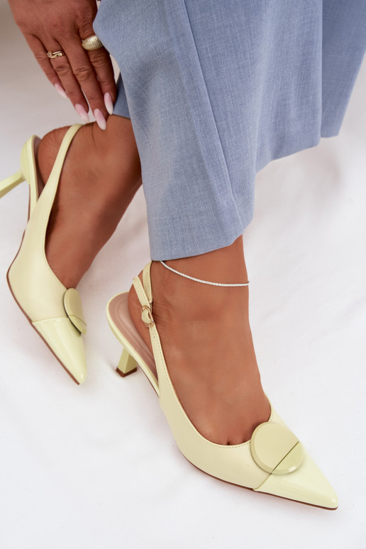 Sandali da donna con tacchi sottili Con decorazioni Detalem colore giallo Deveriae