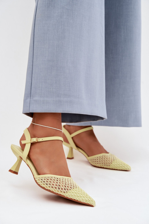 Sandali da donna con i tacchi con rete colore giallo Brilora