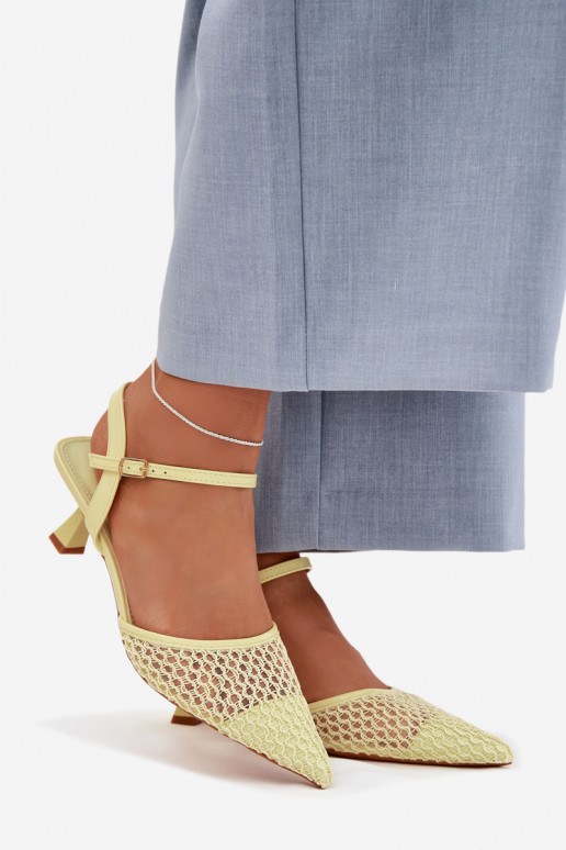 Sandali da donna con i tacchi con rete colore giallo Brilora