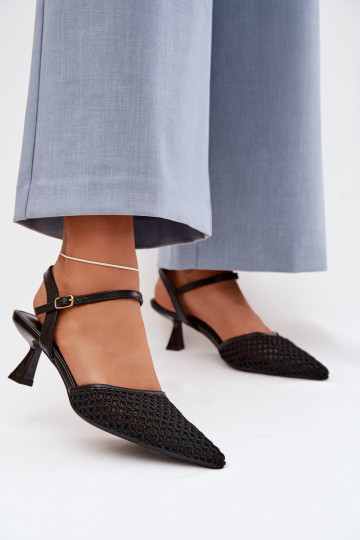 Sandali da donna con i tacchi con rete colore nero Brilora