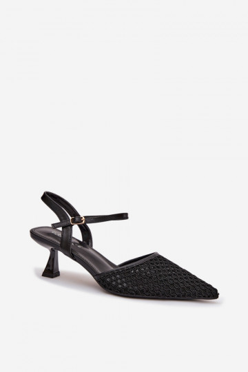 Sandali da donna con i tacchi con rete colore nero Brilora 2