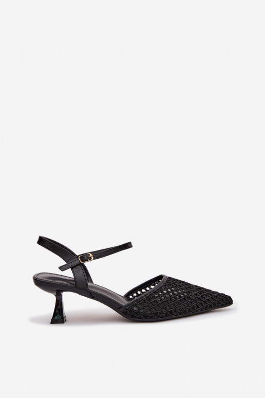 Sandali da donna con i tacchi con rete colore nero Brilora