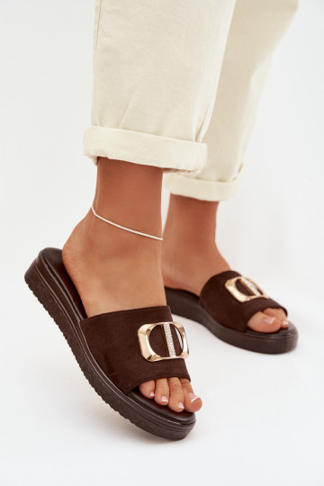 Pantofole da donna Ze colore doratom Detalem CzekoladoAe Elmera 2