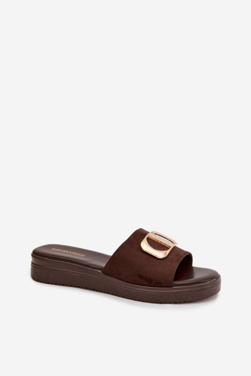 Pantofole da donna Ze colore doratom Detalem CzekoladoAe Elmera