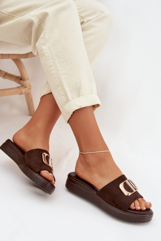 Pantofole da donna Ze colore doratom Detalem CzekoladoAe Elmera