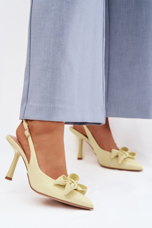 Sandali da donna con tacchi sottili con nastri colore giallo Jonera