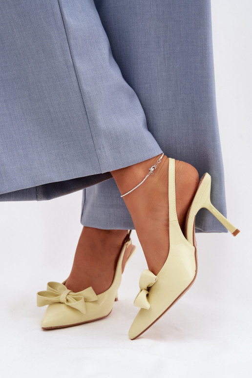 Sandali da donna con tacchi sottili con nastri colore giallo Jonera
