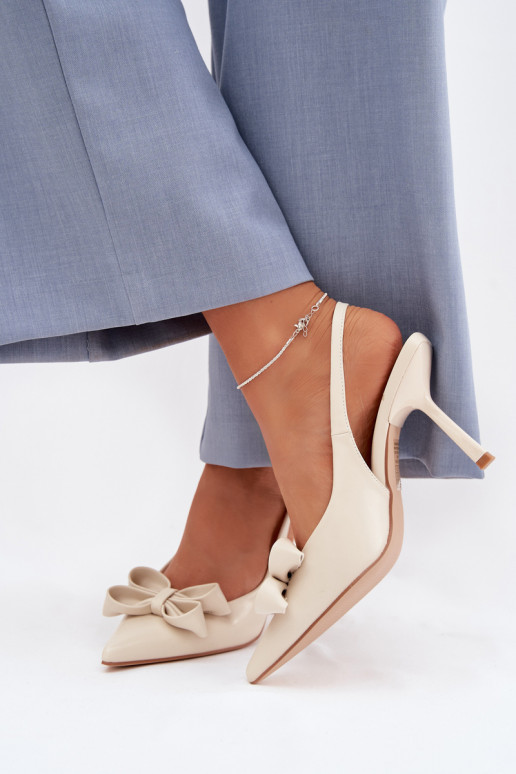 Sandali da donna con tacchi sottili con nastri beige Jonera