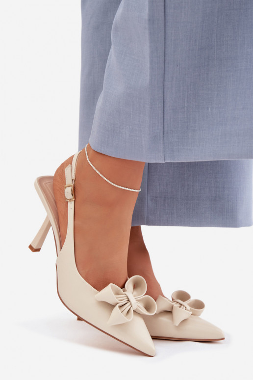 Sandali da donna con tacchi sottili con nastri beige Jonera