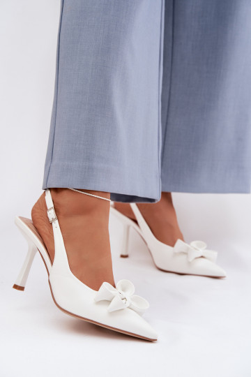 Sandali da donna con tacchi sottili con nastri Colore bianco Jonera