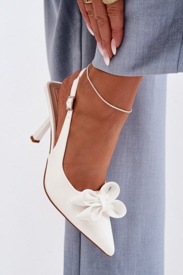 Sandali da donna con tacchi sottili con nastri Colore bianco Jonera 2