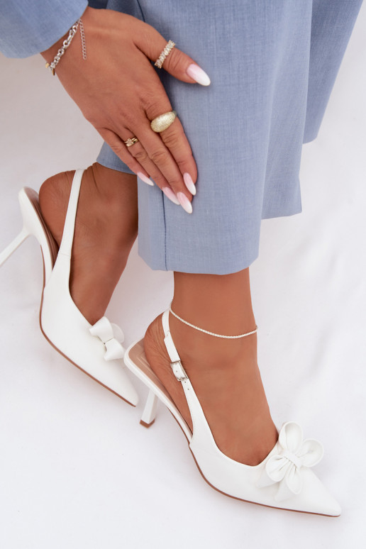 Sandali da donna con tacchi sottili con nastri Colore bianco Jonera