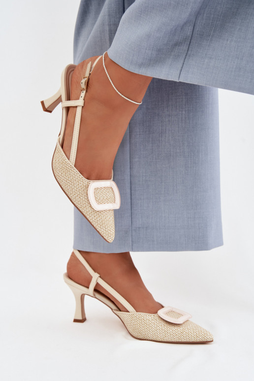 Sandali da donna con i tacchi Con decorazioni Elemento beige Eslina