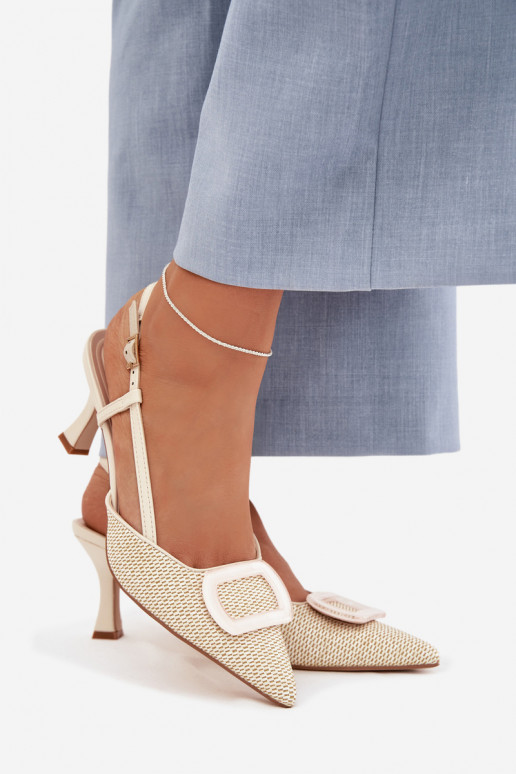 Sandali da donna con i tacchi Con decorazioni Elemento beige Eslina