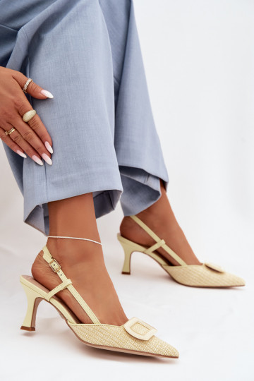 Sandali da donna con i tacchi Con decorazioni Elemento colore giallo Eslina