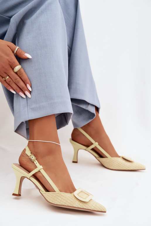 Sandali da donna con i tacchi Con decorazioni Elemento colore giallo Eslina