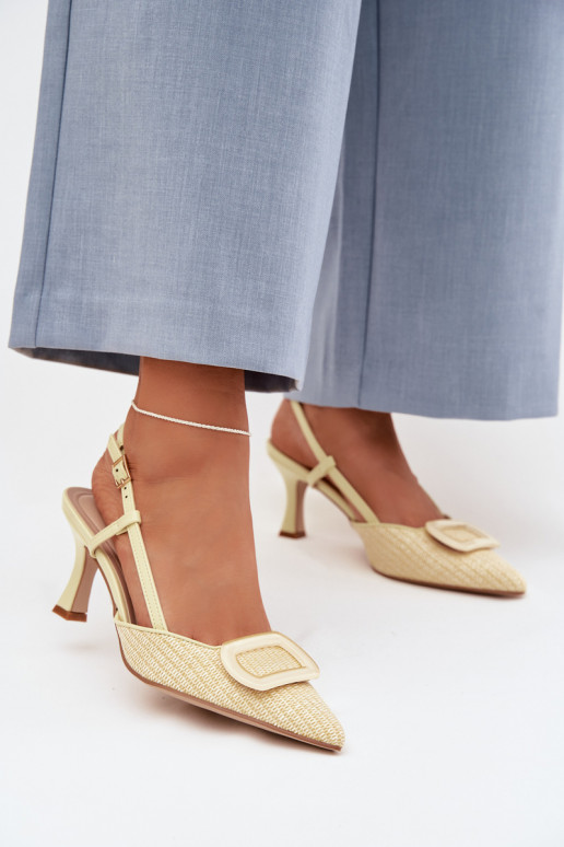 Sandali da donna con i tacchi Con decorazioni Elemento colore giallo Eslina