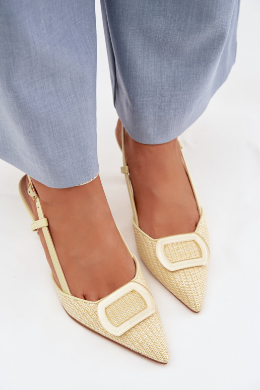 Sandali da donna con i tacchi Con decorazioni Elemento colore giallo Eslina