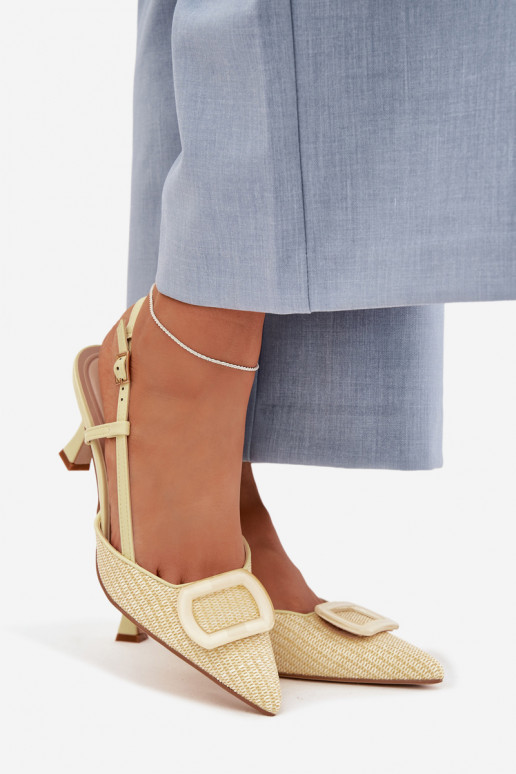 Sandali da donna con i tacchi Con decorazioni Elemento colore giallo Eslina