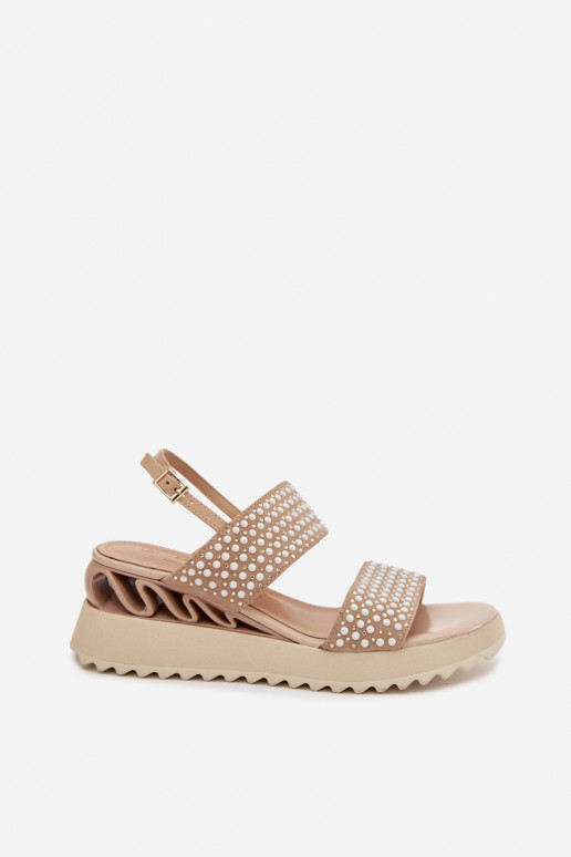 Pelle Sandali in camoscio Con decorazione D&A CR61-3067 beige