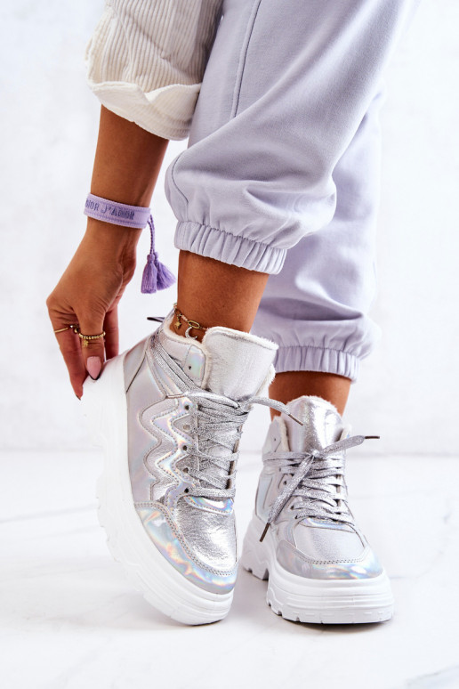 Stile sportivo scarpe riscaldamento color argento Joenne