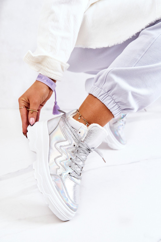 Stile sportivo scarpe riscaldamento color argento Joenne