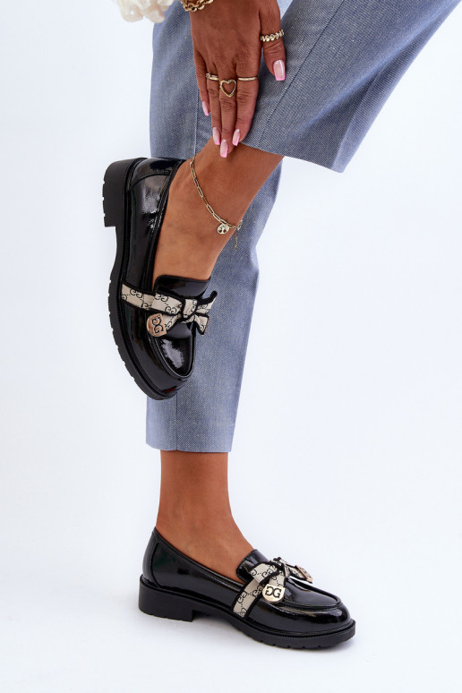 con effetto vernice Femminile scarpe Mocassini S.Barski HY330A colore nero