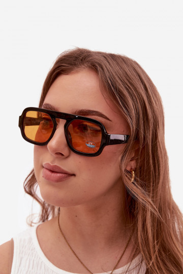 Femminile Occhiali da soleFiltrem UV Nero e-colore arancione 2