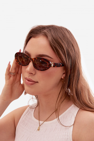 Occhiali da sole da donna con perle artificiali marroni 2