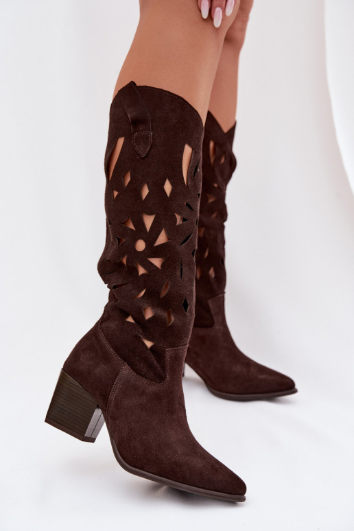 con elementi traforati stivaliAbilitatoturalnego dalla pelle scamosciatau Zazoo 3167 CzekoladoAe