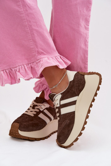 Sneakers in camoscio con plateau D&A GR61-5986 color cioccolato 2