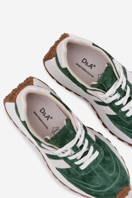 Scarpe modello sneakers dalla pelle scamosciata con una piattaforma D&A GR61-5986 colore verde