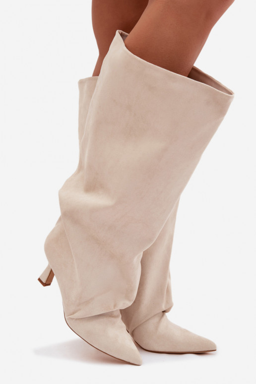 stivaliSzeroką CholeAką I Deverszczeniem con i tacchi beige Harela