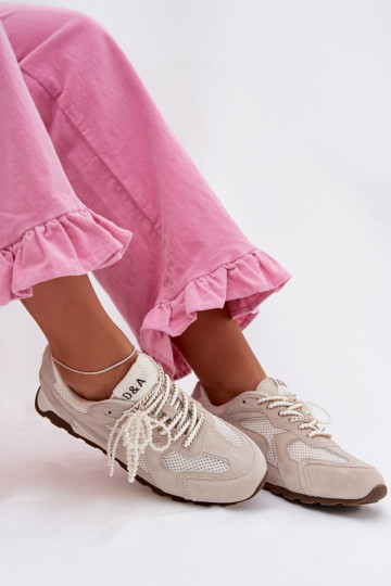 Pelle dalla pelle scamosciata Scarpe modello sneakers Femminile MK61-0705 colore grigio