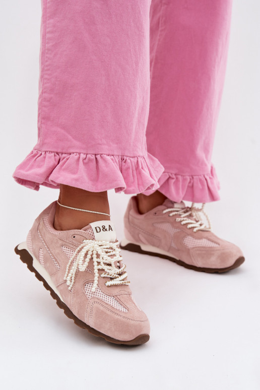 Pelle dalla pelle scamosciata Scarpe modello sneakers Femminile MK61-0705 colore rosa