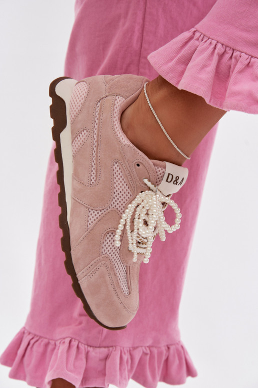 Pelle dalla pelle scamosciata Scarpe modello sneakers Femminile MK61-0705 colore rosa