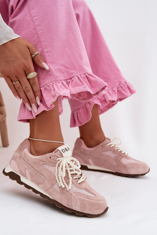 Pelle dalla pelle scamosciata Scarpe modello sneakers Femminile MK61-0705 colore rosa