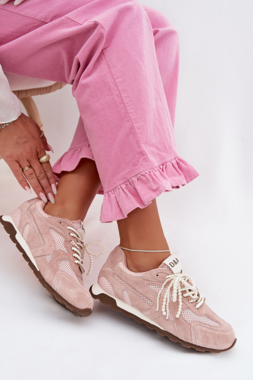 Pelle dalla pelle scamosciata Scarpe modello sneakers Femminile MK61-0705 colore rosa