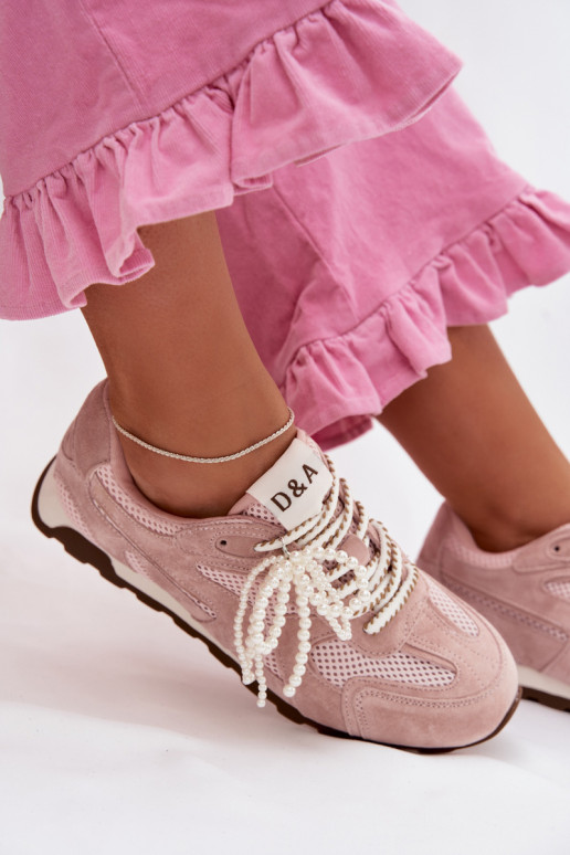 Pelle dalla pelle scamosciata Scarpe modello sneakers Femminile MK61-0705 colore rosa