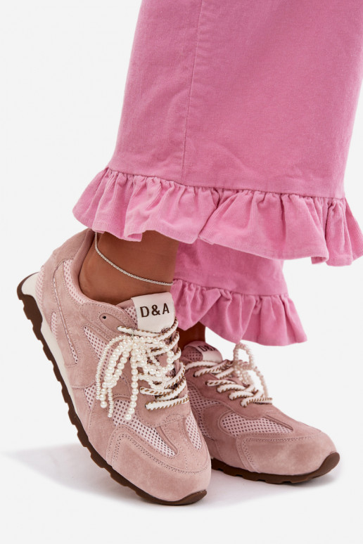 Pelle dalla pelle scamosciata Scarpe modello sneakers Femminile MK61-0705 colore rosa