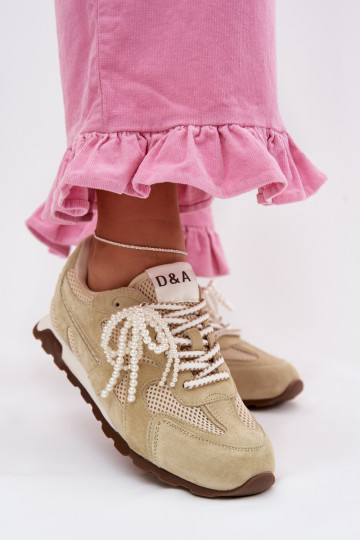 Pelle dalla pelle scamosciata Scarpe modello sneakers Femminile MK61-0705 verde chiaro