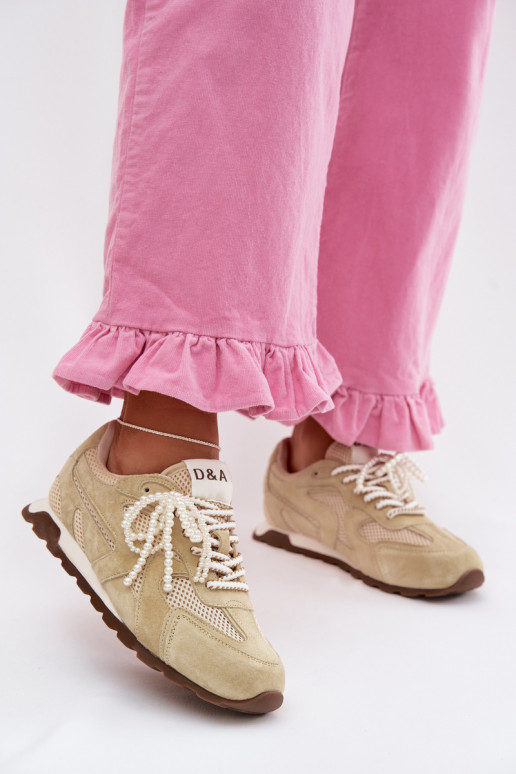 Pelle dalla pelle scamosciata Scarpe modello sneakers Femminile MK61-0705 verde chiaro