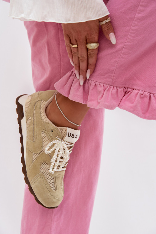 Pelle dalla pelle scamosciata Scarpe modello sneakers Femminile MK61-0705 verde chiaro