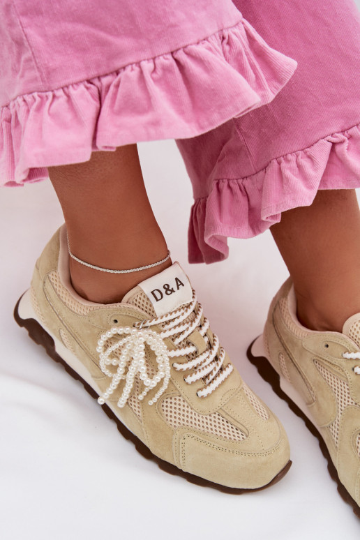 Pelle dalla pelle scamosciata Scarpe modello sneakers Femminile MK61-0705 verde chiaro