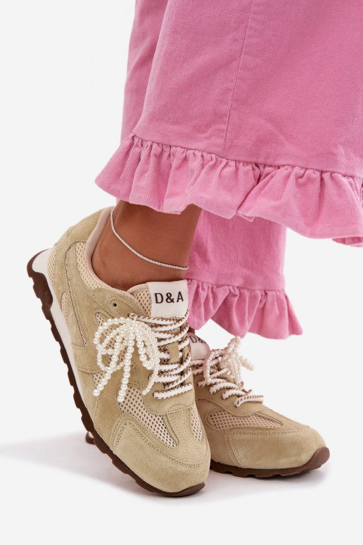 Pelle dalla pelle scamosciata Scarpe modello sneakers Femminile MK61-0705 verde chiaro