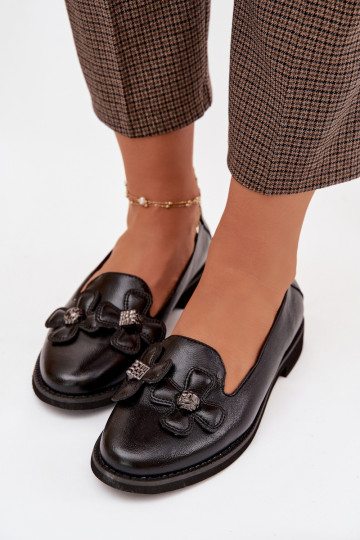 scarpe Femminile con tacchi larghi Con decorazionii con motivi florealiami colore nero Tavillette