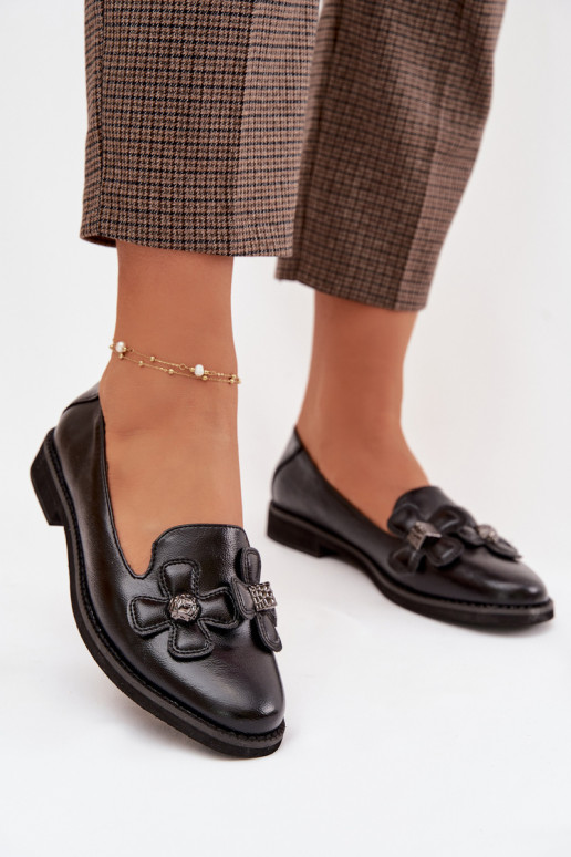 scarpe Femminile con tacchi larghi Con decorazionii con motivi florealiami colore nero Tavillette